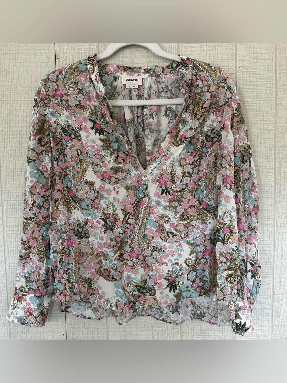 Zadig & Voltaire Yoko Flower Paisley Shirt Blouse L